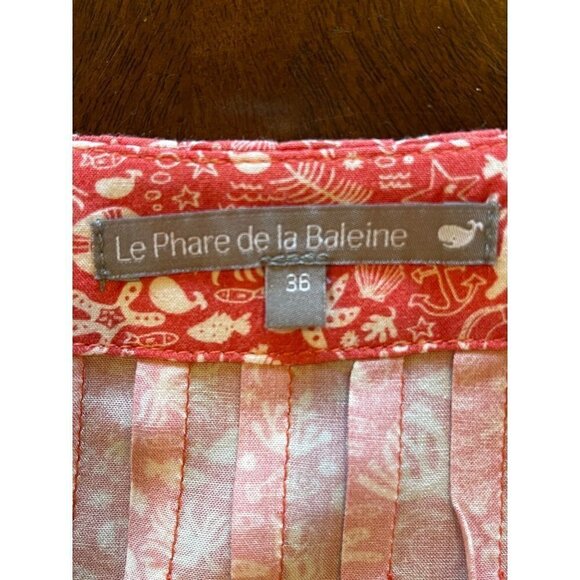 Le Phare La Baleine Red And White Pleat Front‎ Button Down Blouse Size S - Picture 6 of 8